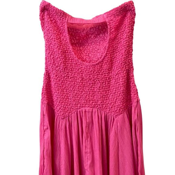 By Anthropologie Strapless Smocked Cover-Up Dress in Pink Size Small New - Picture 6 of 7